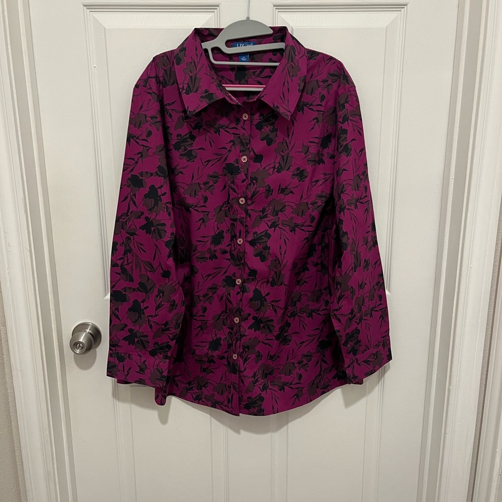 NWOT Catherine’s Liz &Me Camp Button Down Shirt, Long Sleeve Size 3X Cotton